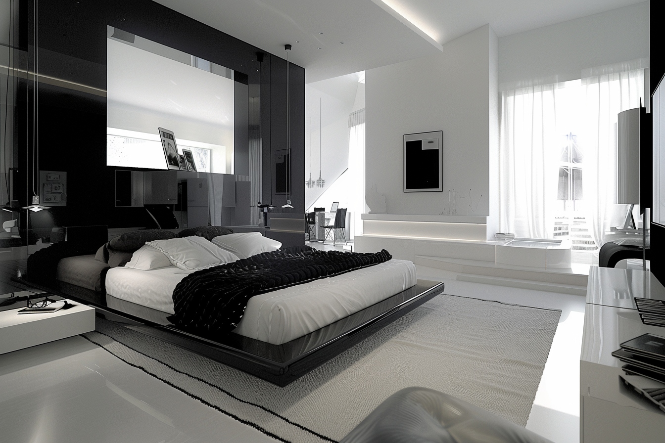 Synthèse du design en noir et blanc pour chambres modernes